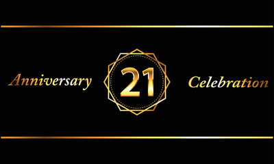 21 anniversary celebration. luxury 21st anniversary celebration. 21 year anniversary celebration with hexagonal and black background.	