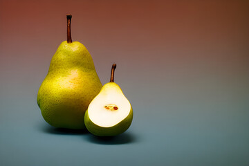 Realistic Illustration of Two Isolated Pears