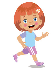 cute happy little boy jogging