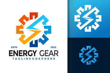 Colorful Energy Gear Logo Design, brand identity logos vector, modern logo, Logo Designs Vector Illustration Template