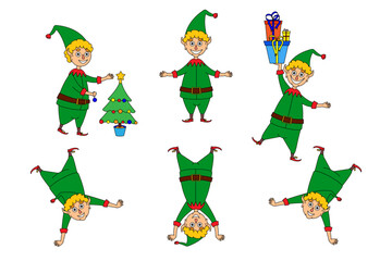 set of merry elves. vector illustration of a character