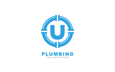 U logo plumbing for identity. letter template vector illustration for your brand.