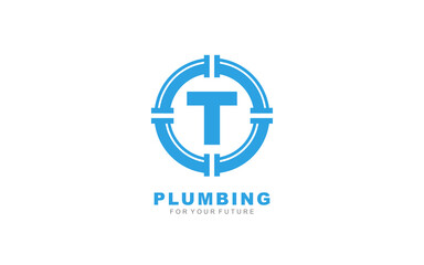 T logo plumbing for identity. letter template vector illustration for your brand.