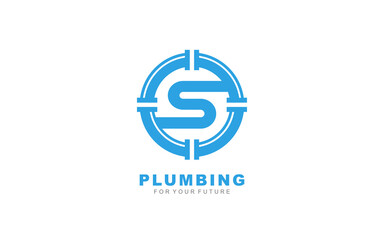 S logo plumbing for identity. letter template vector illustration for your brand.