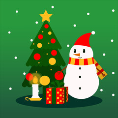 christmas card with snowman