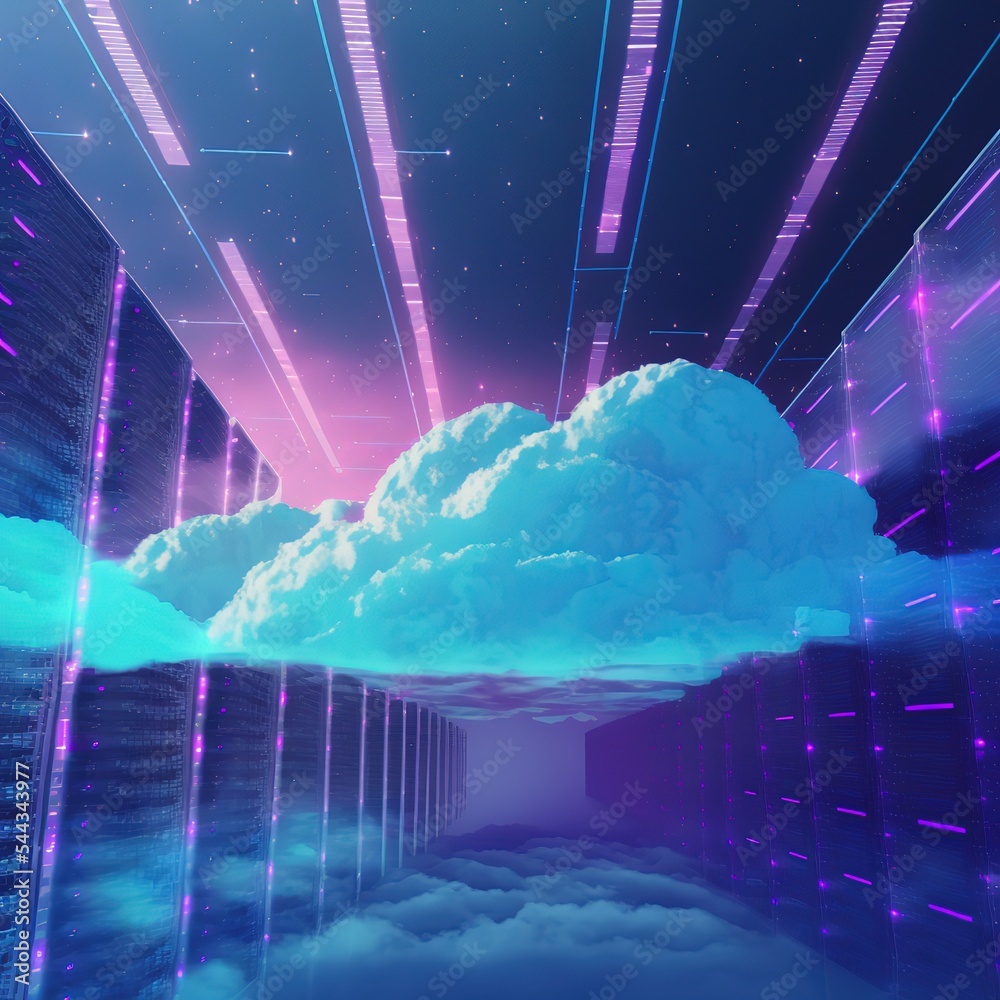 Poster cloud download storage. digital service or application with data transmission. 3d illustration
