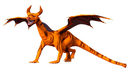 3D Rendering Fairy Tale Dragon on White