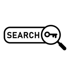 Keyword search icon. Search bar, key and magnifier. Vector illustration. 