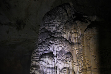 A stalagmite in the Paradise Cave at the Phong Nha Ke Bang National Park in Vietnam.