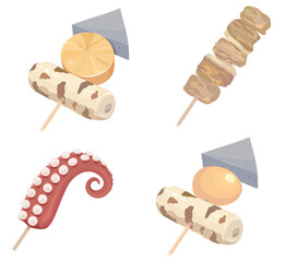 おでんの串のセットイラスト