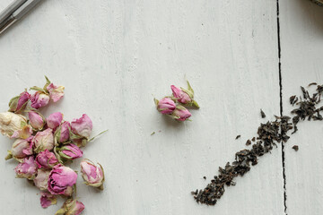 Roses on a white wooden table