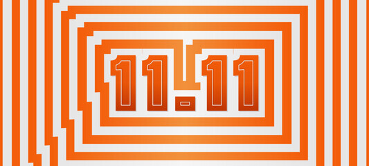 11.11 Singles' Day Sale vector illustration. optical illusion orange text