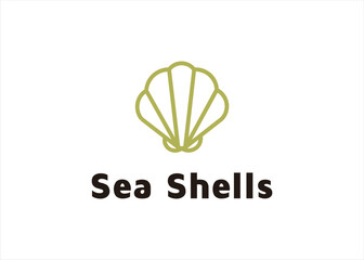 sea shells seafood logo design template