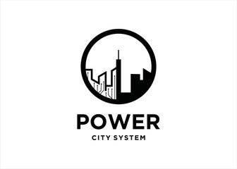 Fototapeta premium power city system logo design 