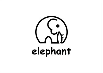 Obraz premium elephant animal logo design funny