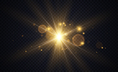 Golden glowing lights effects, abstract magic Illustration