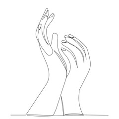graceful hands outline, one continuous line drawing, isolated, vector