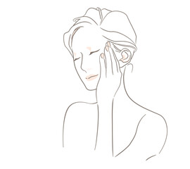 頬に触れながらうっとりする女性