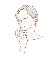 肌の小じわや老化に悩む女性の美容イメージイラスト