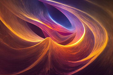 Abstract wavy light effect. Bright movement of the line of light. Shimmering wave. Illustration for background, decor, template. 3d rendering