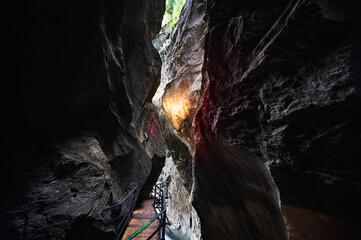 Aareschlucht Gorge, Switzerland - 30 July 2022 , Aareschlucht Gorge formed for thousands of years...