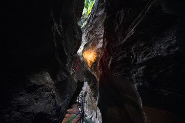Aareschlucht Gorge, Switzerland - 30 July 2022 , Aareschlucht Gorge formed for thousands of years...