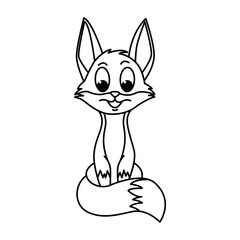 Cute fox cartoon characters vector illustration. For kids coloring book.