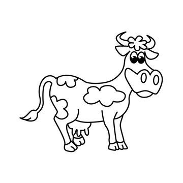 Cute cow cartoon characters vector illustration. For kids coloring book.