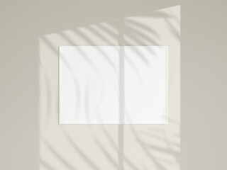 Photo frame mockup on white wall. Minimalist background. Blank picture frame mockup. Poster mockup. Clean, modern, minimal frame. 3d rendering.