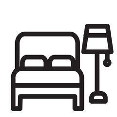 bedroom bed lamp furniture interior icon