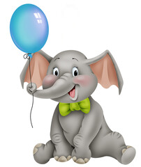 Elephant with balloon and bow tie