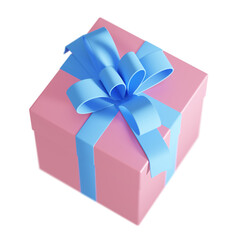 Pink gift box isolated on transparent background