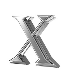 Silver letters view from right. letter x