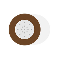 Salt shaker icon in flat style, top view. Kitchen accessories for spices. Vector illustration.