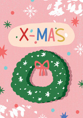 New Year's universal art poster Happy New Year and Christmas. Vector illustration. Use as banner, poster, print, Canva