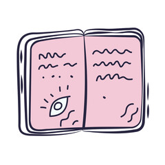 Illustration of the book. Notebook with checked tasks. Concept of reading. Transparent PNG.