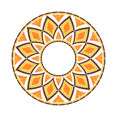 Tribal frame circle border. African ethnic texture. Flower print for logo, label, coffee tags.