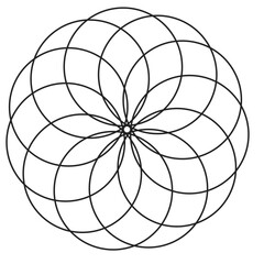 Circular geometric spiral. Abstract monochrome design element