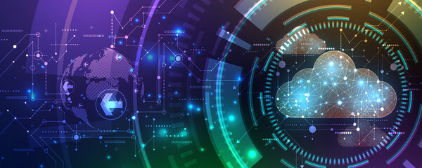 Abstract technology background concept of global communication and storage network