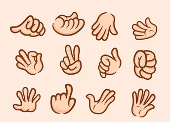 Fototapeta premium collection of cartoon hands in different poses for mascot artist