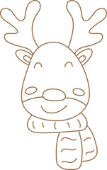 Christmas deer in doodle style. Single element. Vector.