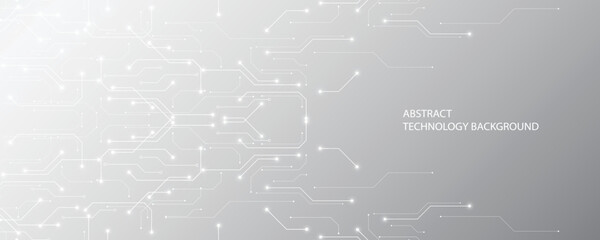 Grey white Abstract technology background, Hi tech digital connect, communication, high technology concept, science
