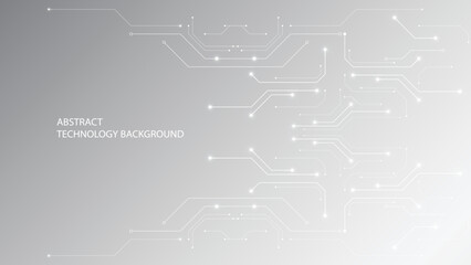 Grey white Abstract technology background, Hi tech digital connect, communication, high technology concept, science
