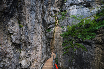 Aareschlucht Gorge, Switzerland - 30 July 2022 , Aareschlucht Gorge formed for thousands of years...