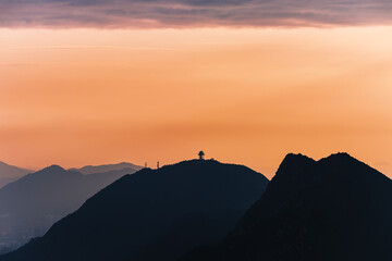 Top view from The kowloon peak, sunset over Kowloon and Hong kong