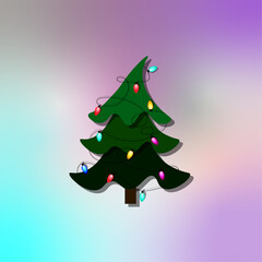 Christmas tree, vector, element, illustration, object, nature, green, holiday, isolated, card	