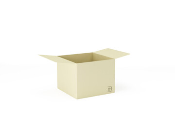 Opened Cardboard Cargo Box on white background