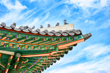 Korean traditional eaves. The eaves of traditional temples. Beautiful Korean traditional eaves.