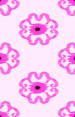 Abstract ethnic ikat fabric illustration. Pink and white pattern background. Design for clothing, wrapping, cover, carpet, fabric, textile, scarf, batik, background, wallpaper, illustration.
