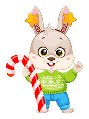Fototapeta premium Cartoon character rabbit. Cute bunny.